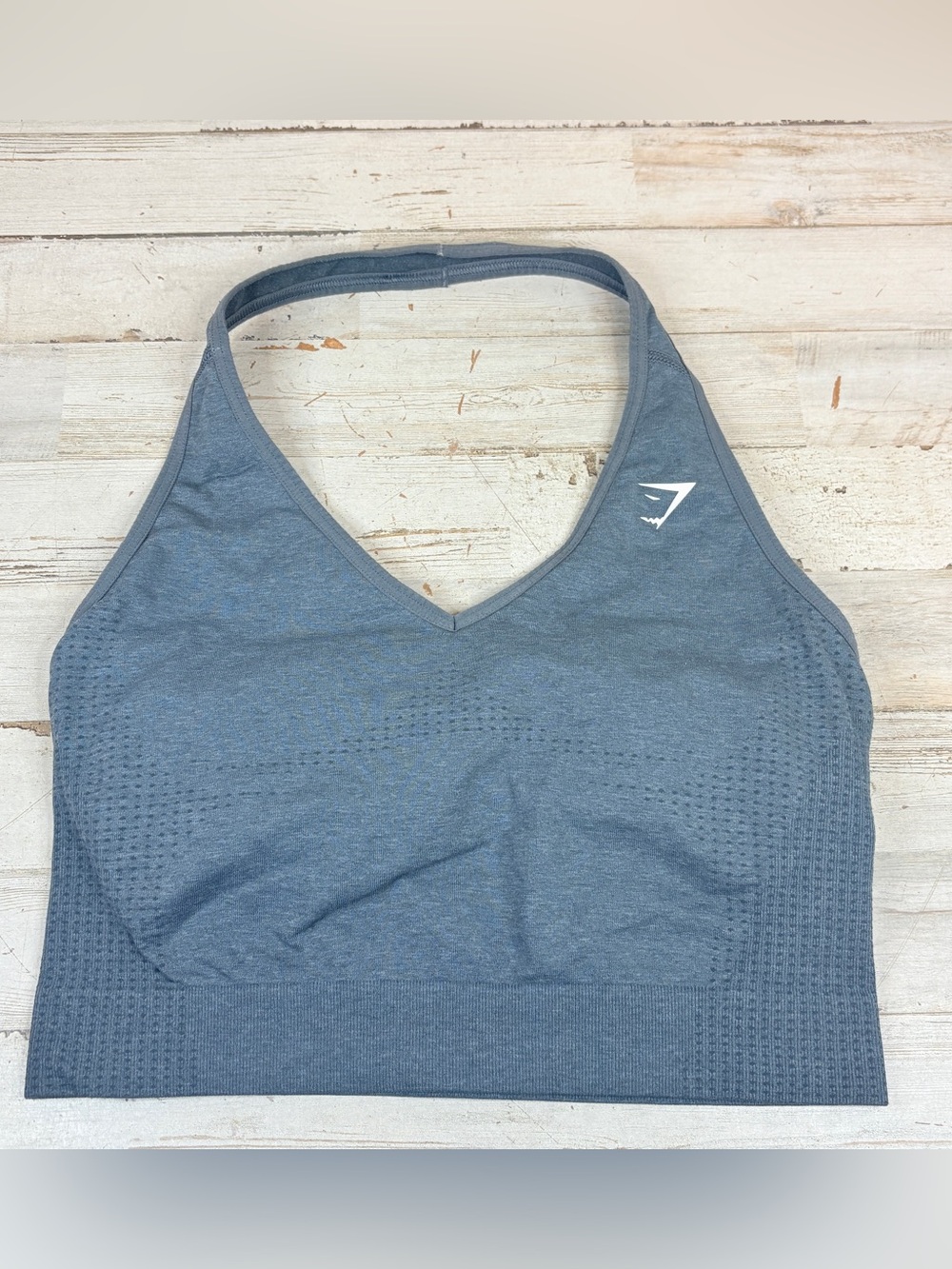 GYMSHARK Women’s Gray Viral Halter Neck Tank With Shelf Bra Size Small